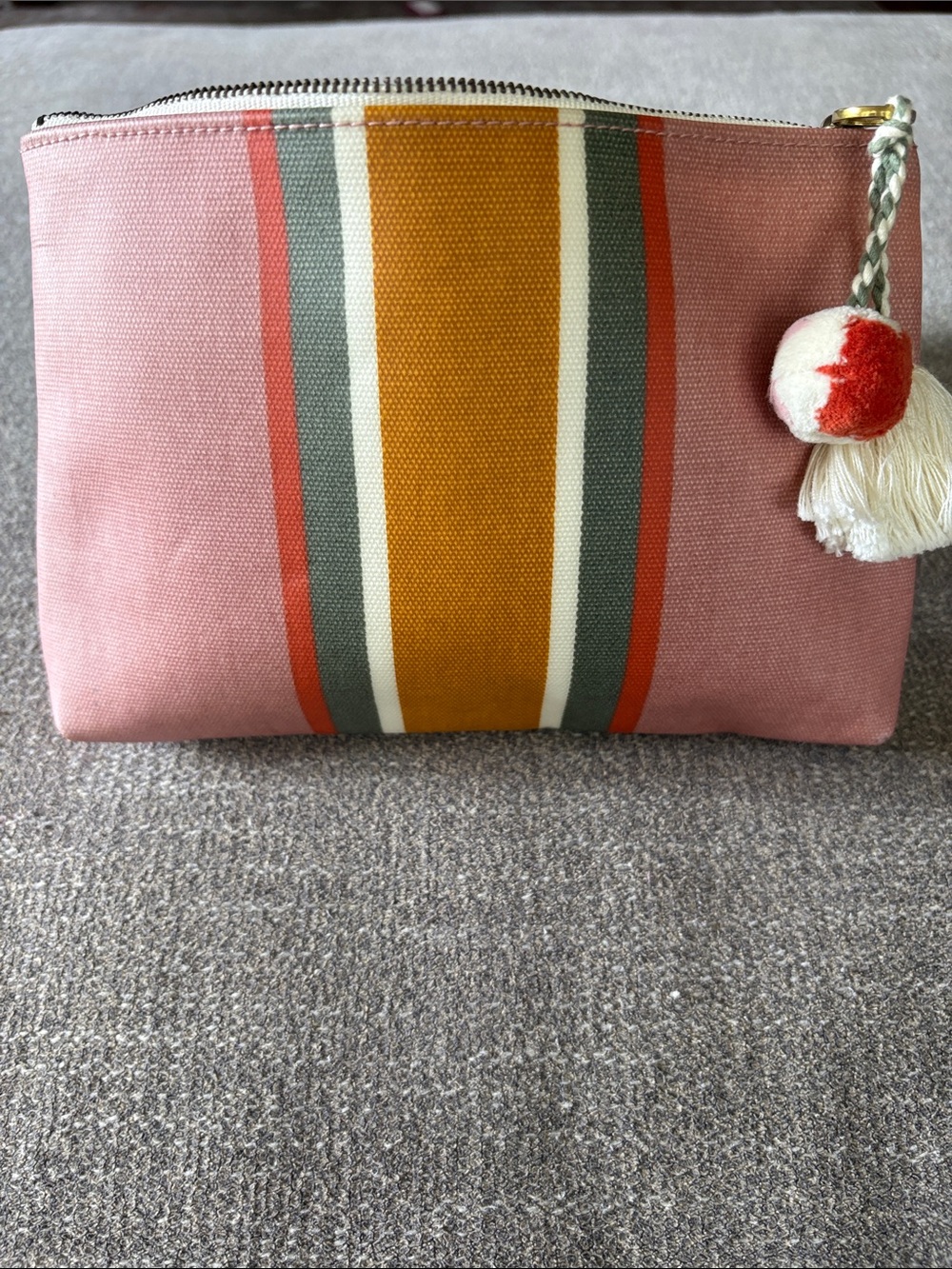 MADEWELL Zipper Pompom Coated Cotton Cosmetics Bag Pouch New with Tag!